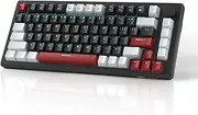 75% Mechanical Gaming Keyboard, Compact Blue Backlit Wired Gaming Keyboard with Yellow Switches, EVA Foam, Knob Control, MageGee STAR75 Portable NKRO PC Gaming Keyboard - White & Black
