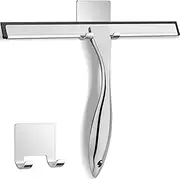 All-Purpose Stainless Steel Squeegee,Bathroom Cleaner Tool Household Window Mirror Squeegee for Home Cleaning, Glass Door, Tile Wall, Car（with 1 Adhesive Hooks）