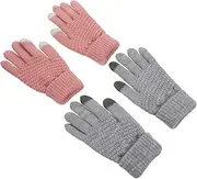 [Generic] 2Pairs Winter Screen Touch Gloves Windproof Warm Skiing Outdoor Fishing Gloves for Women Elastic for Fit Holiday Grey
