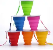 JIELUO Silicone Collapsible Travel Water Cup, 6Pack Collapsible Silicone Cup ...