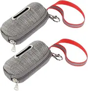 Happyyami 2Pcs Dog Waste Bag Dispenser Lightweight Grey Pouches for Easy Pet Cleanup Durable Practical for Outdoor Walking Convenient Storage for Dog Poop Bags
