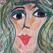 Snake Hair Big Eyes Woman Mixed Media Medusa Painting Moody Virgo Original