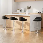 4x Artiss Bar Stools PU Leather Gas Lift Black