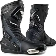 SHIMA RSX-6 Men, Motorbike Boots for Men | Reinforced Leather Mens Biker Boots with Side Zipper, Ankle Support, Anti-Slip Sole, Gear Shift Handle (Black, 10,5)