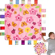 Security Blanket with Tags - Multipurpose Cartoon Comfort Blanket | Portable Cute Soothing Towel, Soft Appease Towel for Home, Travel, Entertainment