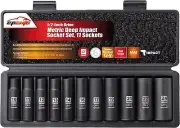 EPAuto 1/2-Inch Drive Metric Deep Impact Socket Set 11 Sockets-Au h