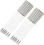 Ciieeo 12Pcs Stainless Steel Fondue Forks Heat Insulating Handle Fruit Dessert Forks for BBQ Cheese and Daily Dining Activities