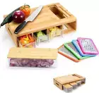 Mofish Bamboo Cutting Board with Containers and Drawers, Large Chopping Board wi