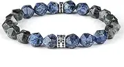[BAILEYU] Mens Beaded Bracelets Lozenge Healing Crystal Stone Stretch Starry Night Bracelet Stress Relief Bracelets
