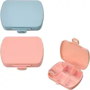 Travel Pill Organizer Day Pill Box Small Pill Case, Daily Pill Container 3 Times a Day Medicine Pill Organizer, Portable Day Pill Fish Oil Container, Pink and Blue