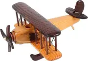 NOLITOY Rustic Vintage Wooden Airplane Model Miniature Decorative Plane for Office Nursery Home