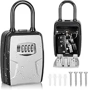 WEKUBA Large Key Lock Box, Hanging & Wall Mounted, 4-Digit Combination Code Lock Box, Waterproof, Rust-Resistant, Portable Key Storage Lock box for House Key Hide a key for outdoor, Indoor(1-Pack)