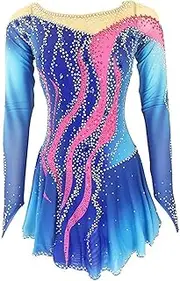 [Zagitova] Ice Figure Skating Dress for Girls Patchwork Back Gradient Competition Women Outfits with Shiny Rhinestone