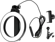KUIKUI Dimmable LED Ring Light Tripod USB with Mobile Phone Clip for Video Live Photography