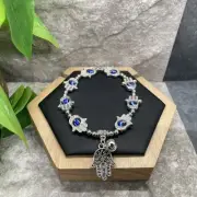 Lucky Evil Eye Hamsa Beaded Bracelet Stretch Protection & Blessings New B5885