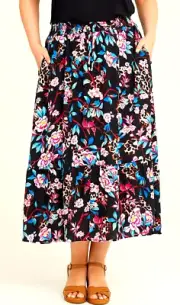 TS TAKING SHAPE plus size S - M / 18 Bamboo Summer Rose Tier Skirt floral NWT!