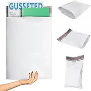 25 Pack Large Poly Mailers 14.5 x 19 x 7 Gusseted Poly Mailer 14 1/2 x 19 x 7. Large Poly Shipping Bags for Clothes. White Shipping envelopes. White Plastic mailing Bags. Packaging and Packing.