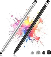 2 Pack Stylus Pens for Touch Screens, High Sensitivity Precision Capacitive Stylus Pen Compatible with iPad iPhone Samsung Tablets All Universal Touchscreen Devices with 4 Rubber Tips (2 Colors)