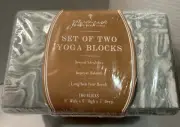 Oak and Reed Yoga Blocks Set of Two 9" x 6" x 3" Green Marble Pattern NEW