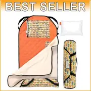 Portable Preschool Nap Mat with Machine Washable Pillow and Cozy Fleece Blanket