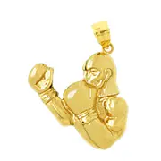 14K Gold Bald Boxer Pendant