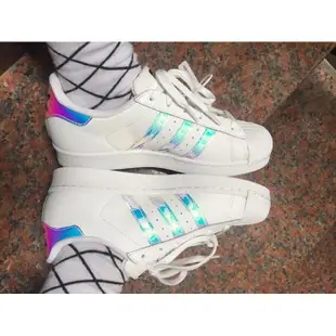 ADIDAS SUPERSTAR J 白金 愛迪達 金標 雷射 炫彩 彩色 黑標 貝殼頭 男女鞋 AQ6278