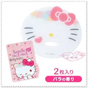 ♥小花花日本精品♥Hello Kitty臉頭造型 玫瑰花圈 眨眼 睫毛 愛心 玫瑰香味 面膜-花 56868005