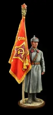 Tin soldier Museum (TOP) Senior Sergeant of the Red Army with Standard, 1941 WW2