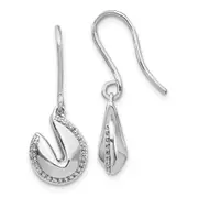 14k White Gold Real Diamond Fortune Cookie Earrings