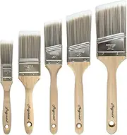 Magimate Wood Stain Brush Angled Sash Paint Brush Wall Trim Furniture Painting House Touch-ups Assorted Lacquer Brushes 1 inch 1.5inch 2inch 2.5inch Flat Slanted Brushes Variety Pack of 5