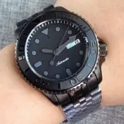 42mm Tandorio Sterile Black Dial NH36A Automatic Mens Watch Date Day PVD Case