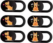 TEHAUX 6Pcs Webcam Privacy Cover Slide with Cartoon Dog Pattern Adhesive Webcam Shield for Laptop Phone Tablet Easy to Install Durable Design Chic Lovely Web Ornament