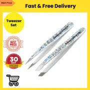 Tweezerman Hollygraphic Micro Mini Slant & Point Tweezer Set - 2 Pack NEW AU