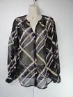 Chico's Blouse Womens Size 1.5 US M Pintuck Sleeve Moody Plaid NWT $89.50