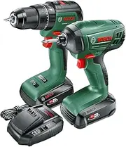 [Bosch] Home & Garden 18V 2 Piece Universal Kit: Brushless Hammer/Drill Driver, Impact Driver, 2 x 2.5Ah Batteries and 3.0Ah Fast Charger