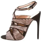 $2170 New TOM FORD EVEN Sandals Nude Pink Sequin Black Suede Heels Shoes 41