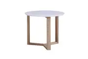 HomeStar Aura Round Lamp Side Table White Top With Natural Legs