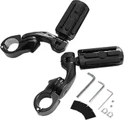 Short Angled Adjustable Highway Foot Pegs Compatible with Harley Touring Street Glide Electra Glide Road King Softail CVO Dyna Trike Sportster with 1.25 inch Engine Guard (Black)