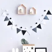 Party Decorations 8M 18 Flags Grey Khaki Brown White Pink Felt Bunting Banner Wedding/Halloween Birthday Party Hanging Garland Decoration Supplies (Color : 01, Size : 8M 18 Flag)