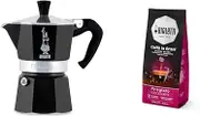 Bialetti - Moka Express: Black Iconic Stovetop Espresso Maker, Moka Pot 3 Cups (9 Oz - 270 Ml), Aluminium, Black with 1 kg Medium Roast Coffee Beans Esperto Grani, Pregiato Flavour