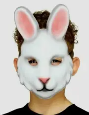 GREY & PINK EASTER BUNNY KIDS RABBIT MASK COSTUME ACCESSORY CHILD MARCH HARE