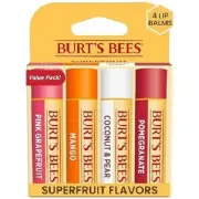 Burt's Bees Lip Balm Set, SuperFruit, 4PK, Pomegranate & More