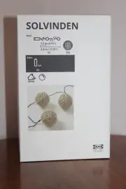 IKEA SOLVINDEN STRING LIGHTS WOVEN GLOBES BEIGE x12