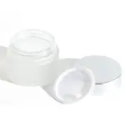 12 Empty Wide Mouth Glass Jars Container w Silver Screw on Lid for Creams Lotion