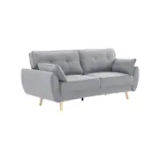 Sarantino 3 Seater Modular Linen Fabric Sofa Bed Couch - Light Grey