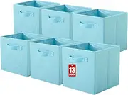 [ShellKingdom] Storage Bins, Foldable Fabric Storage Cubes And Cloth Storage Organizer Drawer For Closet And Toys Storage, 13 X 13 X 13 INCH, 6 Pack (Light Blue)