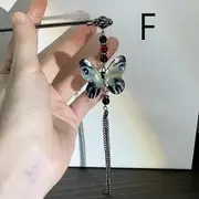 Butterfly / Floral / Moon / Faux Gemstone Alloy Hair Stick (Various Designs) Type F - Black - One Size