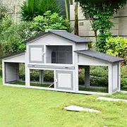 2.2M Wooden Chicken Coop Rabbit Hutch Bunny Run Cage Wood