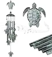 UXORSN Summer Mood Turtle Wind Chimes for Outside,36" Adorable Sea Turtle Wind Chimes Outdoor Clearance,Tortoise Windchimes with 5 Tubes & 6 Bells,Suitable for Indoor Outdoor Decorations (Bronze)