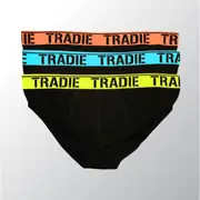 Mens Tradie 6 Pack Sizes 3-6XL Cotton Underwear Briefs Black Fluro (SB3)